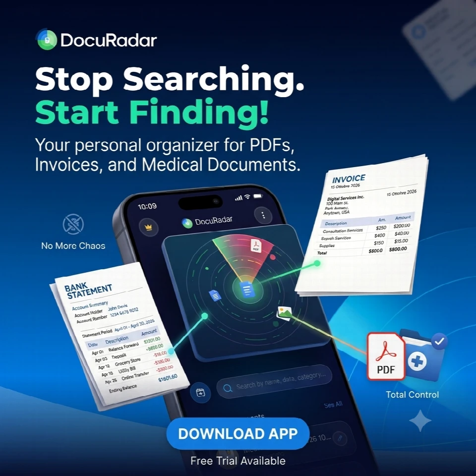 DocuRadar — Stop Searching. Start Finding. Download the app.